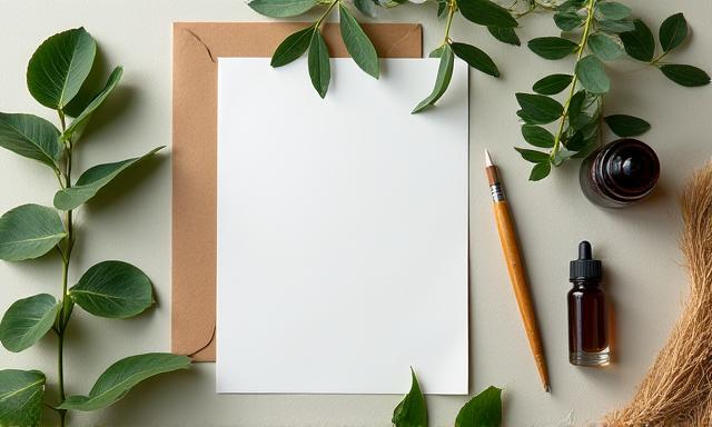 Eco-friendly calligraphy materials including recycled paper and plant-based inks