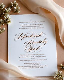 Luxury wedding invitation with custom calligraphy design